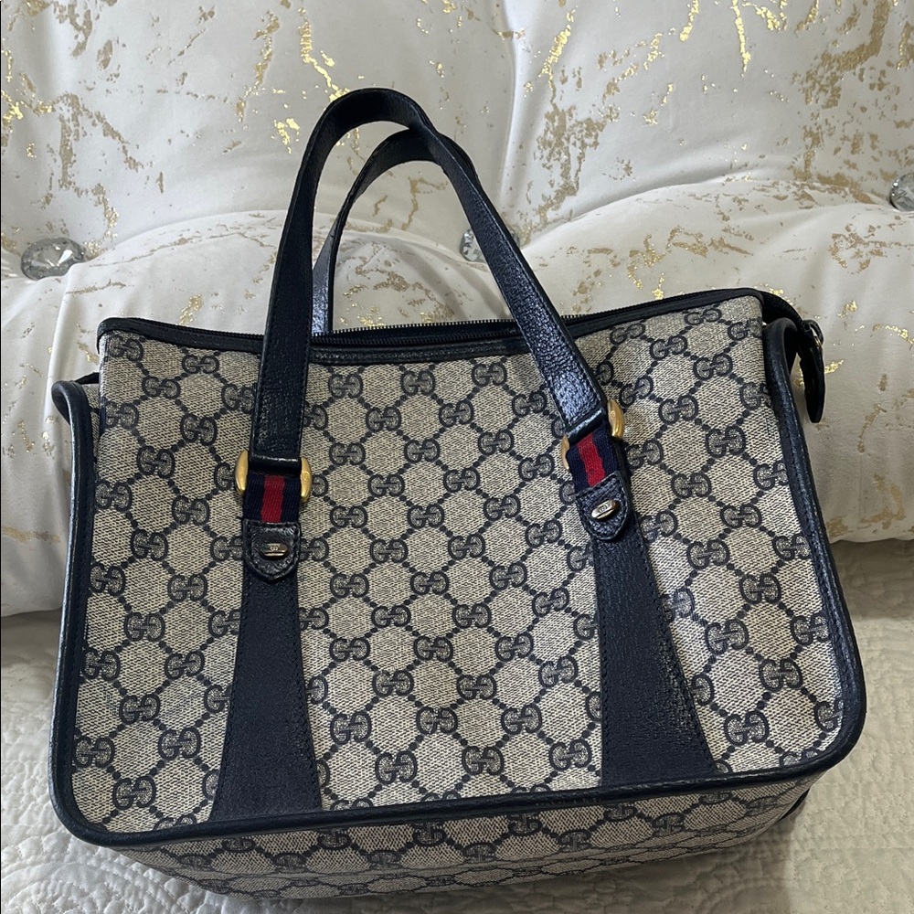 Gucci Navy Monogram Handbag Vintage